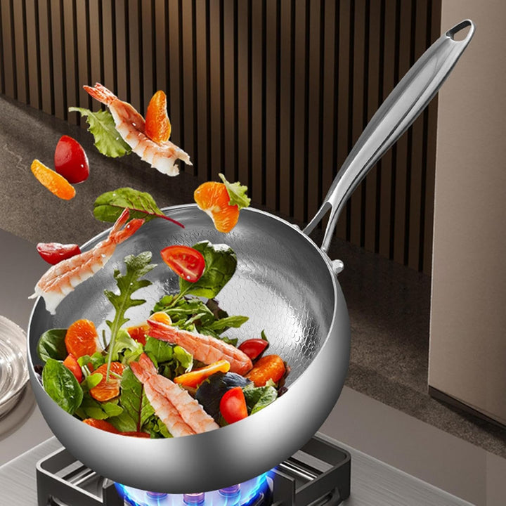 Générique Wok-Pfanne mit Deckel, Titanium-Coated Deep Frying Pan for Stir-Fry Stewing, Quick-Heating