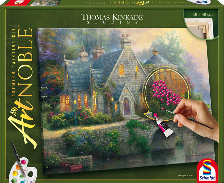 Lamplight Manor: My Artnoble® Thomas Kinkade | Premium-Malset mit vorgedruckter Leinwand und Acrylfa