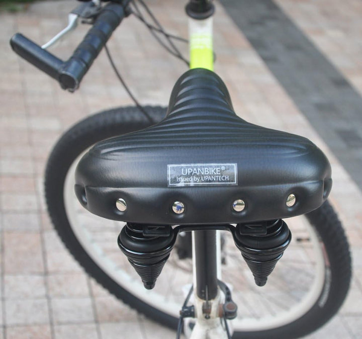 UPANBIKE Fahrradsattel Superweich Komfortabel Leder Stossdämpfend Erweitertes Federkissen Schwarz, S