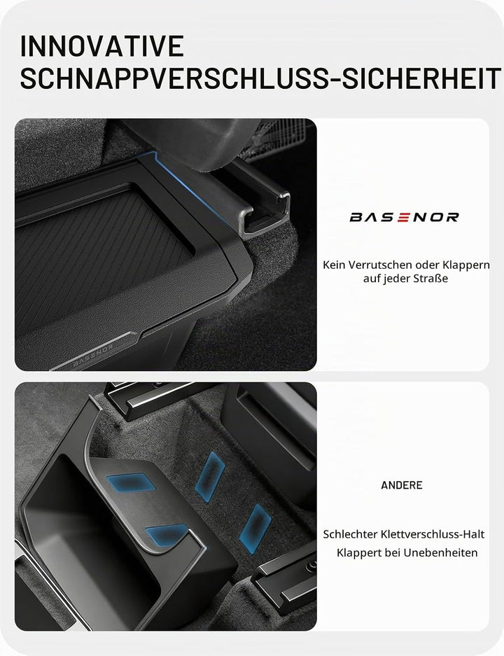 BASENOR 2026 2025 Tesla Model Y Juniper Organizer für die hintere Mittelkonsole, staubdichter TPE-Ab