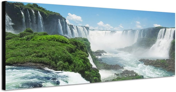 Paul Sinus Art Panoramabild auf Leinwand und Keilrahmen 150x50cm Südamerika Wasserfälle Himmel Natur