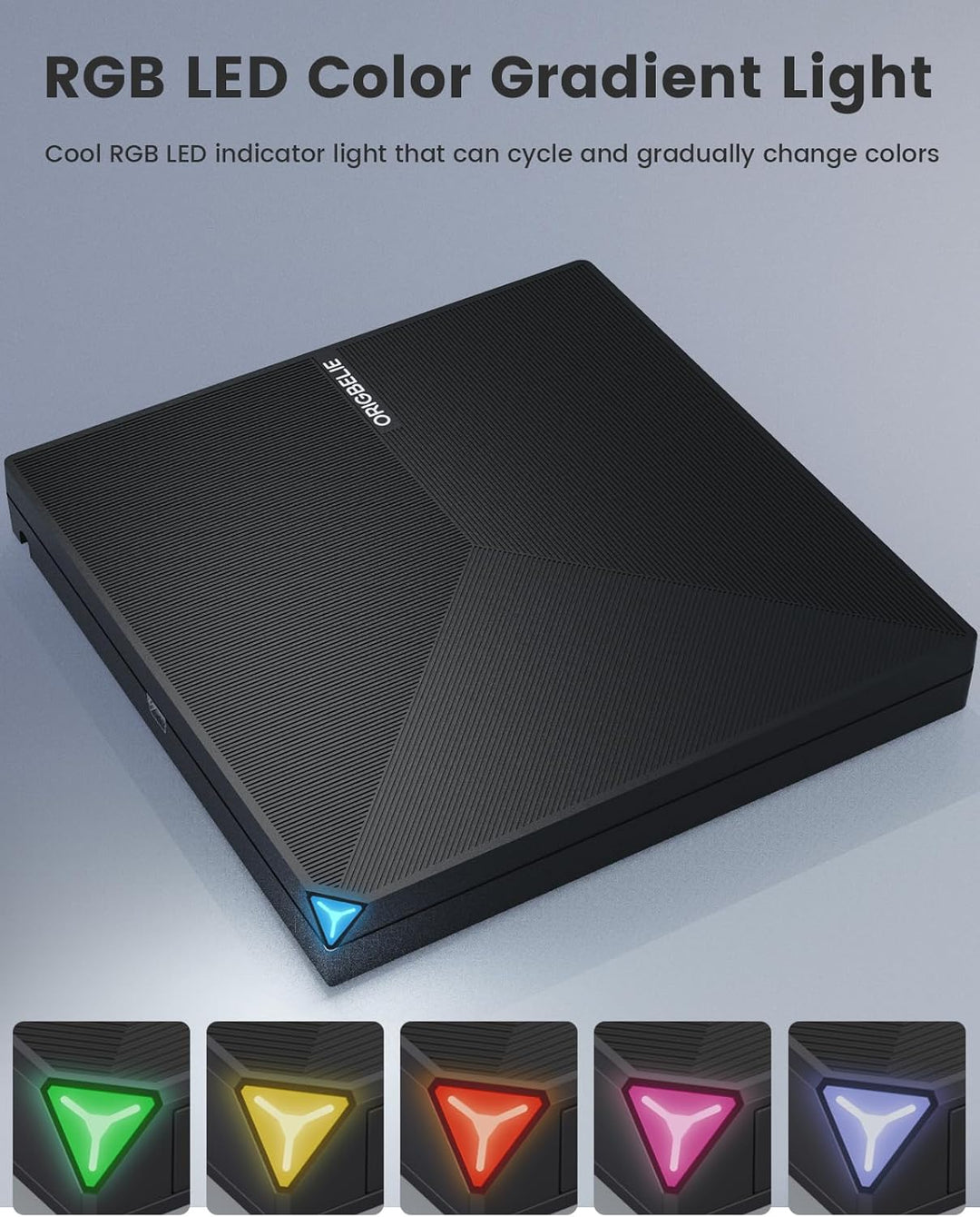 ORIGBELIE Externes DVD Laufwerk, USB 3.0 Typ C CD DVD +/-RW Externer DVD Brenner, Ultra-Slim Externe