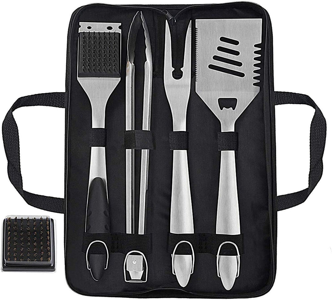 grilljoy 8-TLG Edelstahl Grillbesteck Set mit Grilltasche – Hochwertiges Grillzange Set für Garten &