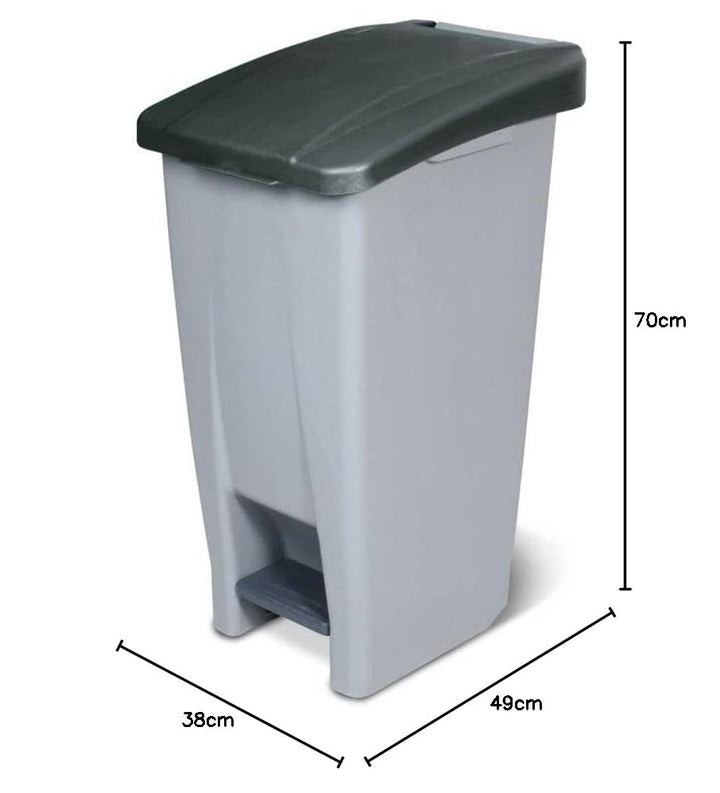BRB Tretabfalleimer mit Rollen, Inhalt 60 Liter, HxBxT 700x380x490 mm (grau/schwarz), grau/schwarz