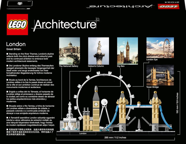 LEGO 21034 Architecture London Skyline-Modellbausatz, Bauset mit London Eye, Big Ben, Tower Bridge,