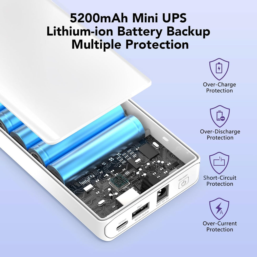 NASTIMA 12V Power Bank 5200mAh 56.16Wh Lithium-Ionen-Akku mit 12V DC Ausgang und 12V 5V USB-A QC3,0