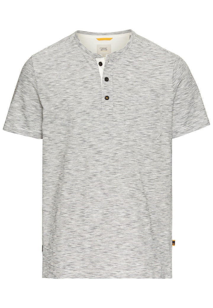 camel active Herren Kurzarm Henley T-Shirt mit Knopfleiste S Beige, S Beige