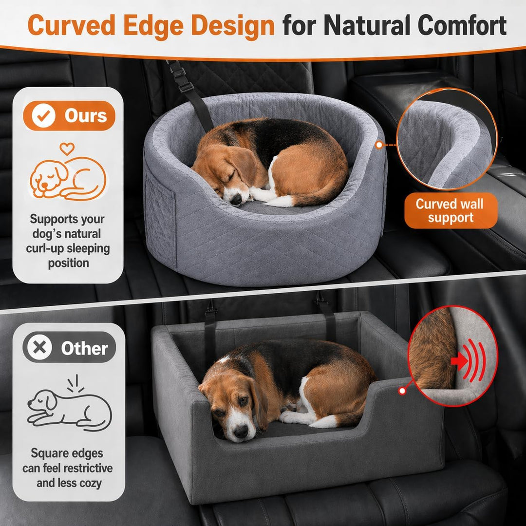 Hundeautositz für kleine Hunde – Schwarzer Booster Autositz mit 28D Memory Foam, Rutschfester Wasser