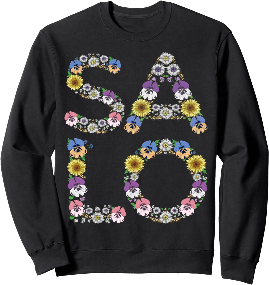 Salo – Lustige Ukraine Lebensmittel, Blumenmuster, ukrainischer Vyshyvanka-Stil Sweatshirt