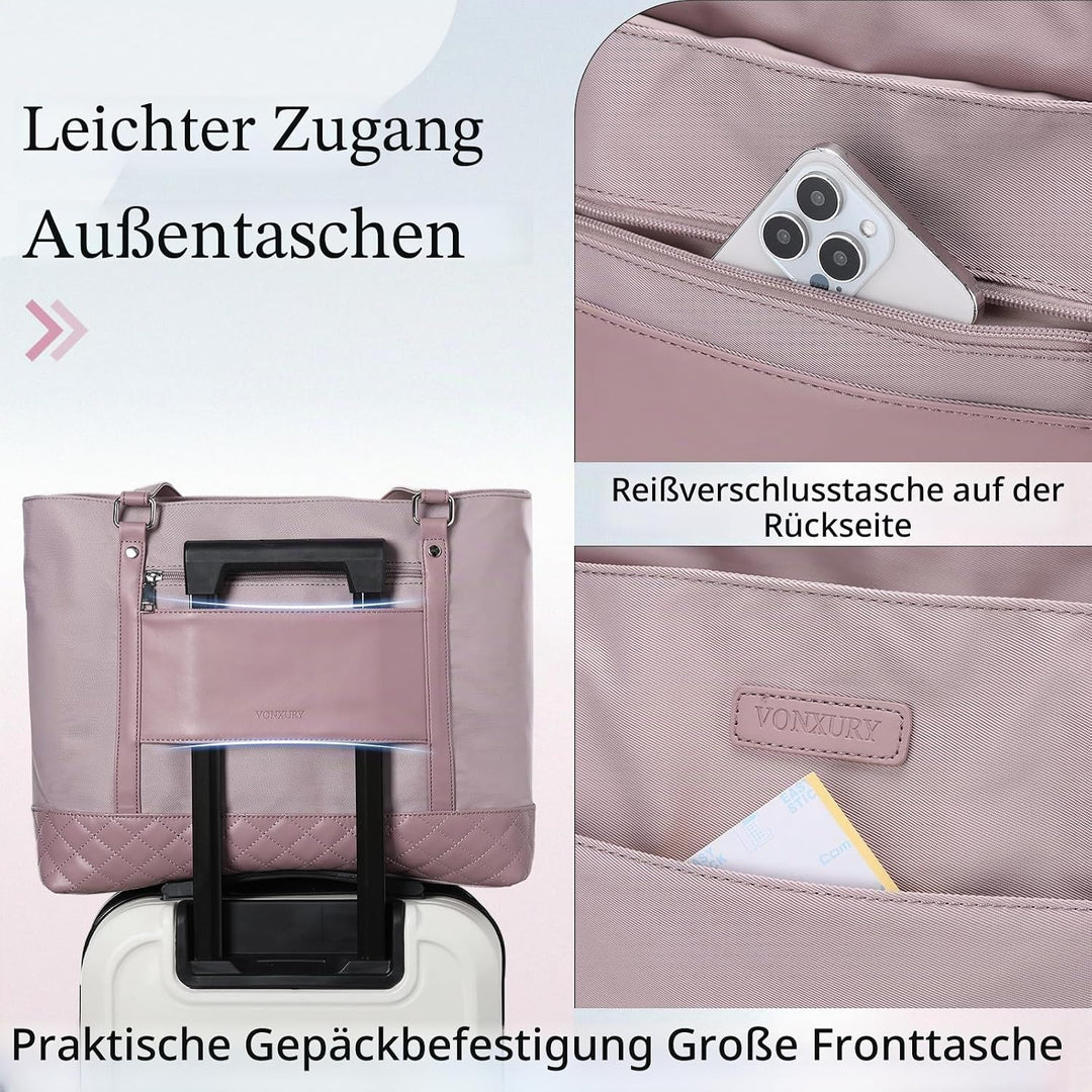 VX VONXURY Laptop Handtasche Damen Laptoptasche,15,6 Zoll Arbeitstasche Shopper Umhängetasche Lehrer