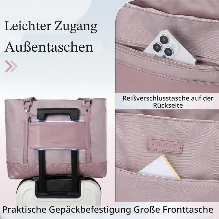 VX VONXURY Laptop Handtasche Damen Laptoptasche,15,6 Zoll Arbeitstasche Shopper Umhängetasche Lehrer