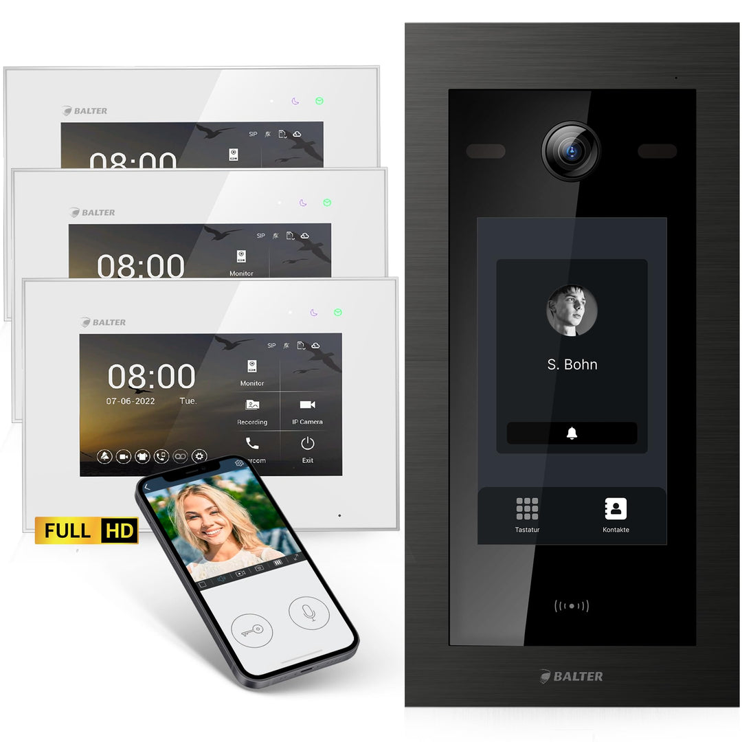 Balter EVO-HD Video Türsprechanlage mit Touchscreen Türstation, Video Türklingel, Smartphone App, 1