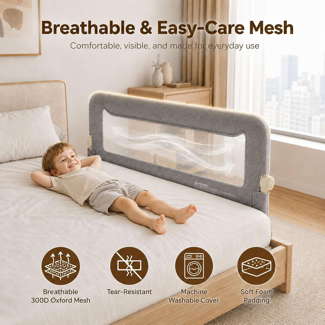 150cm Bettgitter als Rausfallschutz Bett, Klappbares Bettschutzgitter für Boxspringbett & Elternbett