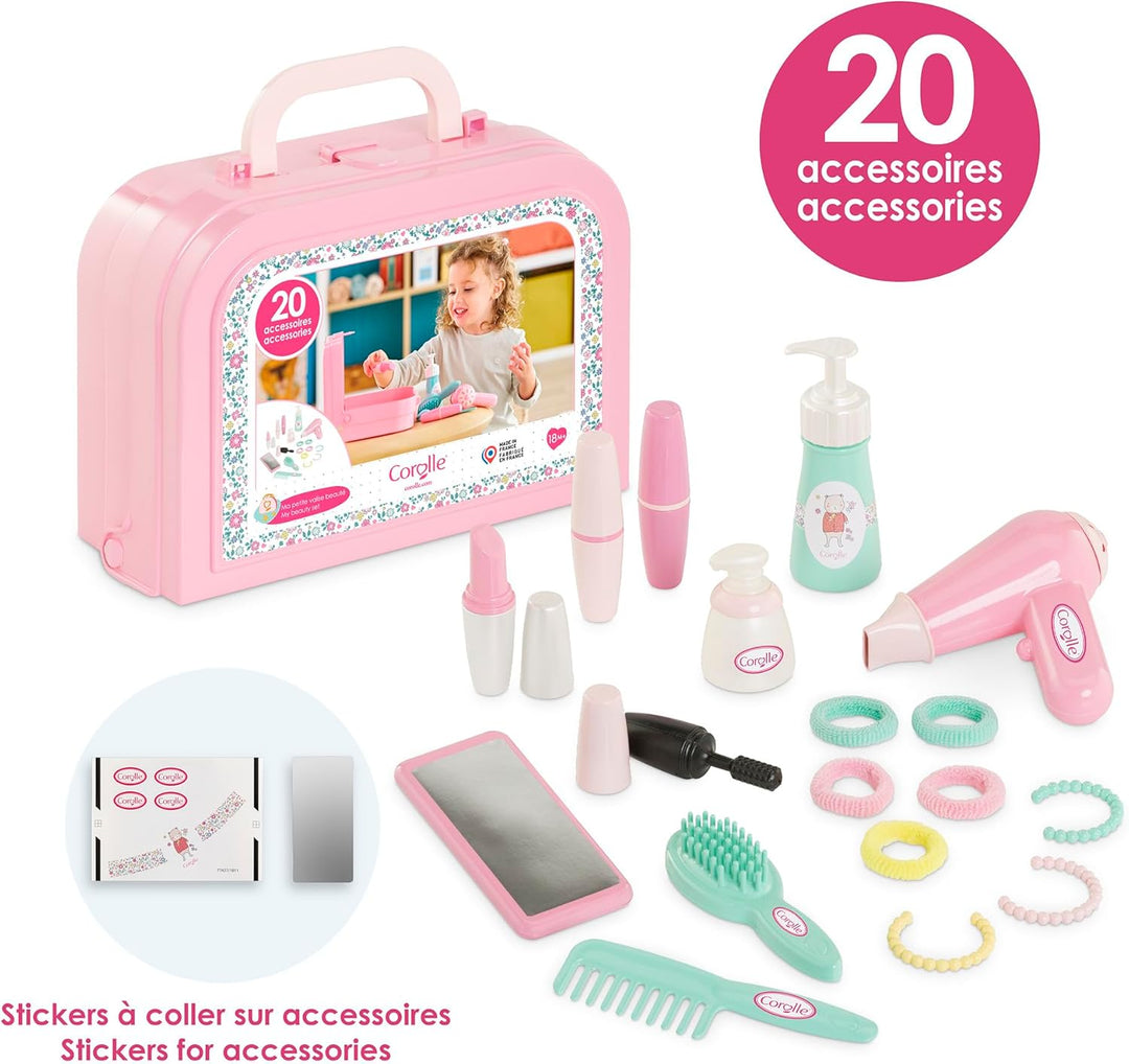 Corolle - 9000310060 - Mein Kleiner Beauty-Koffer, 20 Zubehörteile, für Puppen, ab 18 Monaten