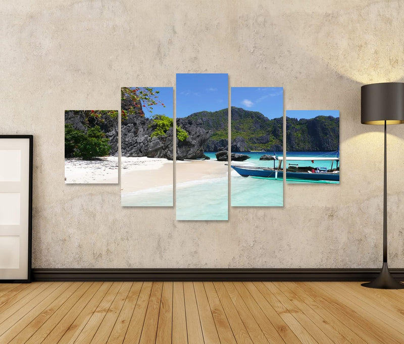 Bild auf Leinwand Strand Auf Den Philippinen Wandbild Poster Kunstdruck Bilder Format: 170x80cm - 5