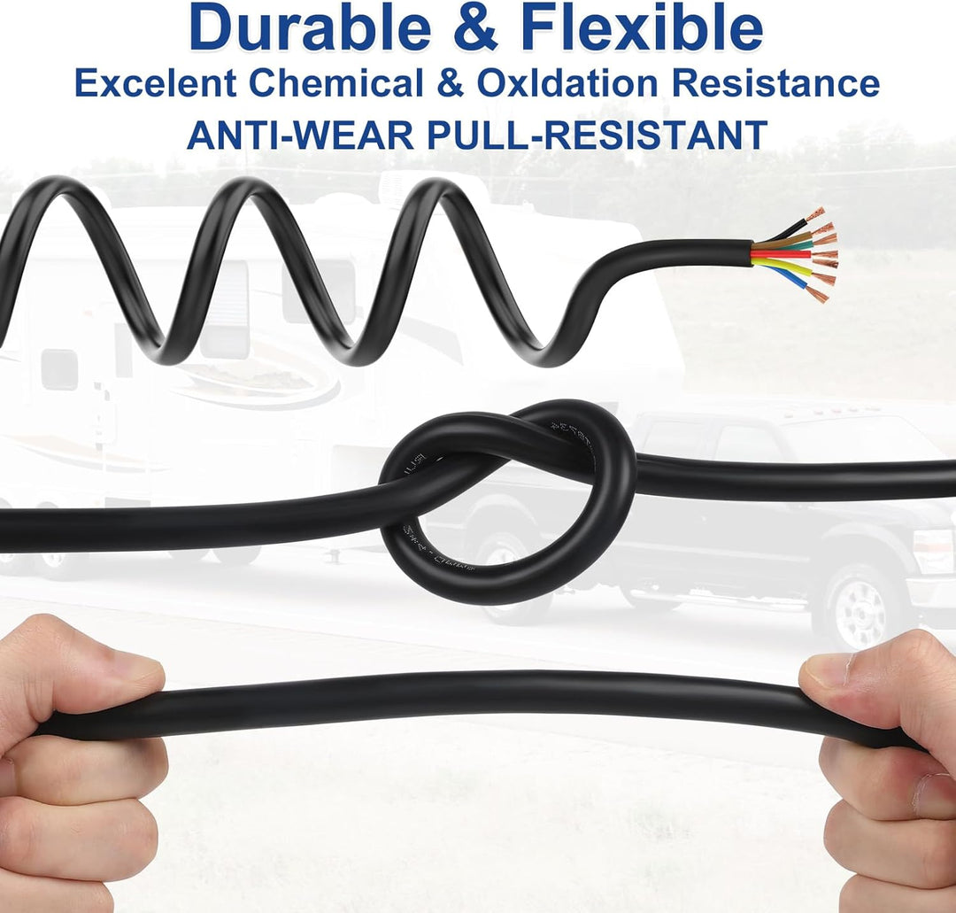 7 Adriges Fahrzeugleitung Kabel 20m, 12V 24V 7 Adriges Anhängerkabel LED-Rücklichter Verkabelung Kab
