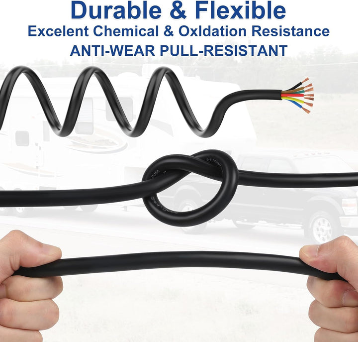 7 Adriges Fahrzeugleitung Kabel 20m, 12V 24V 7 Adriges Anhängerkabel LED-Rücklichter Verkabelung Kab