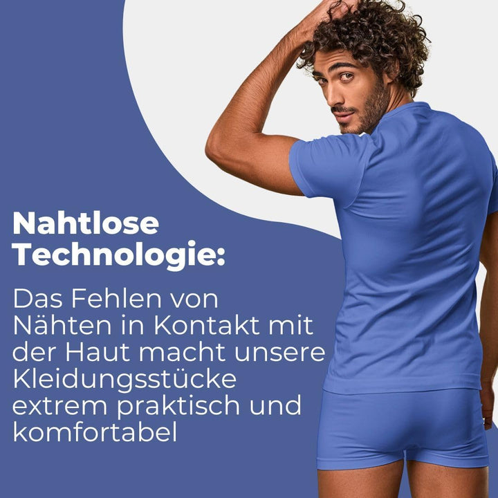 Herren T-Shirt mit V-Ausschnitt, Nahtlose Technologie, Made in Italy S-M Black – White – Alaska, S-M