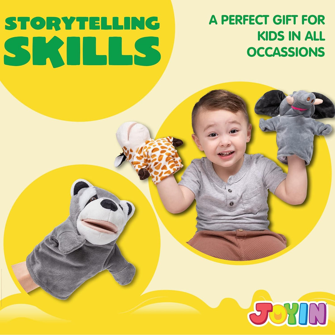 JOYIN 6 Stück Tier Handpuppen Spielzeug Set für Kinder,Freunde Im Tiergarten, Deluxe plüschtiere Kin