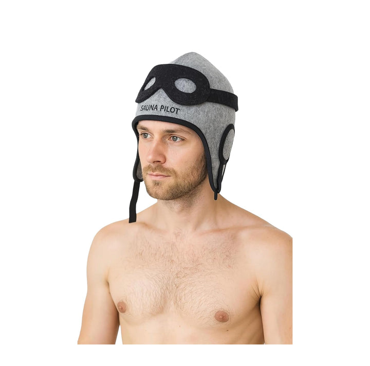 REMOwool Saunahut aus 100% Wollfilz, Pilotenhelm, Bikerhelm, bestickt, um Ihren Kopf vor Hitze zu sc