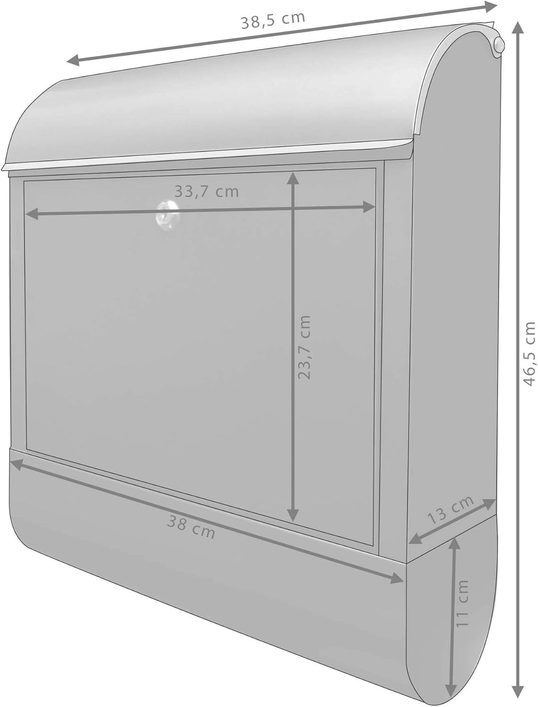 banjado Design Briefkasten schwarz Stahl mit Zeitungsfach - 39x47x13cm gross mit 2 Schlüssel - Brief