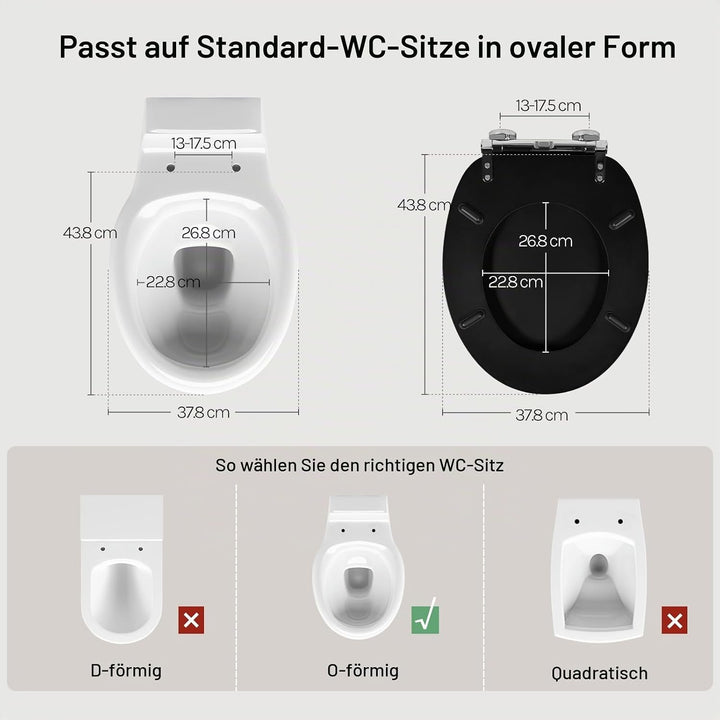 Toilettendeckel mit Absenkautomatik Holz, WC Sitz mit Quick-Release-Funktion für leichte Reinigung,