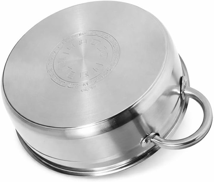 Flach Topf mit Deckel in vielen Grössen Kochtopf Töpfe Induktion Edelstahl (3,5L/∅24cm), 3,5L/&amp;