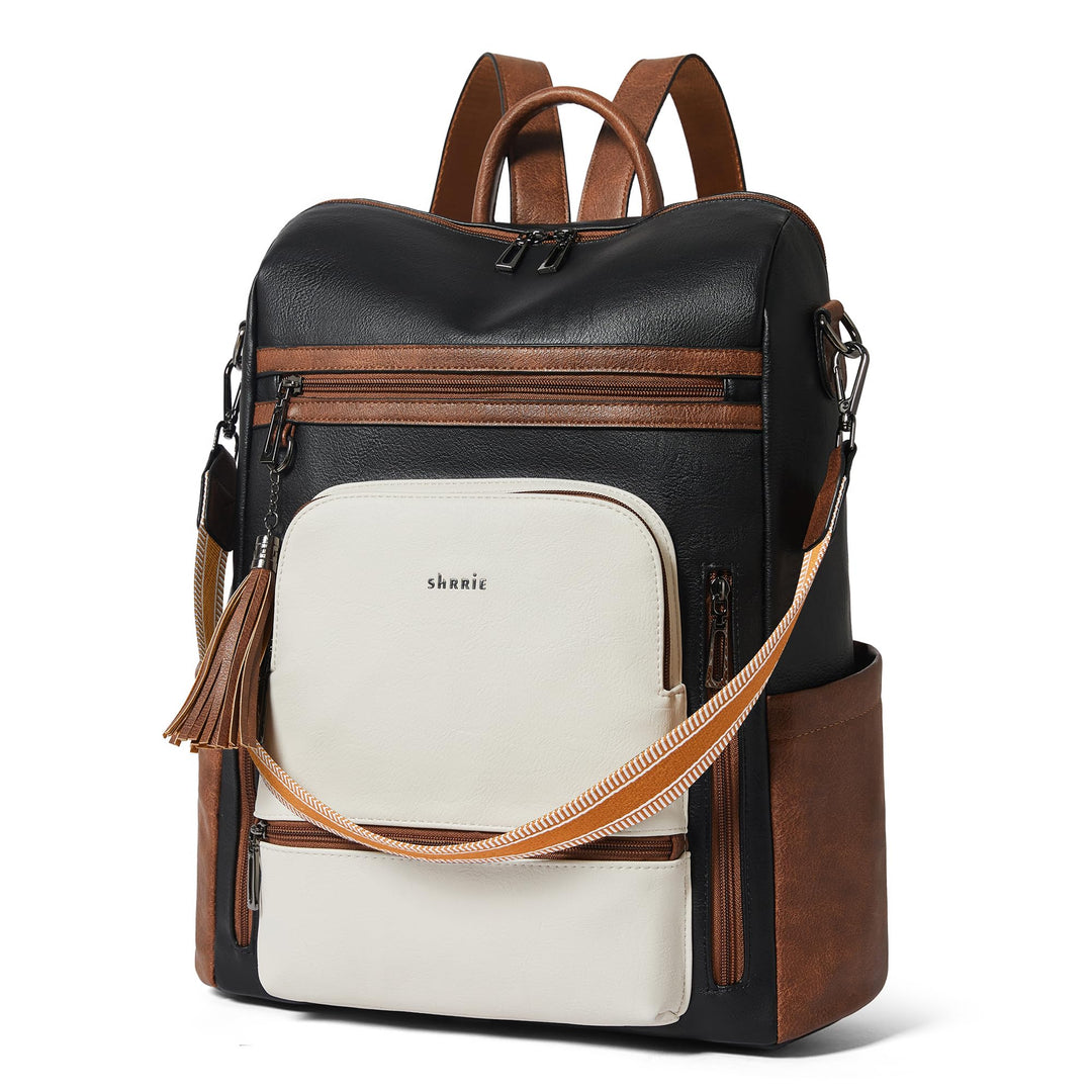Shrrie rucksack damen elegant geeignet für 15,6Zoll-Notebooks Langlebig wasserdicht Damen aus Leder