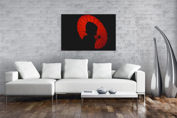 deyoli asiatischer Sonnenschirm Format: 80x60 als Leinwandbild, Motiv fertig gerahmt auf Echtholzrah