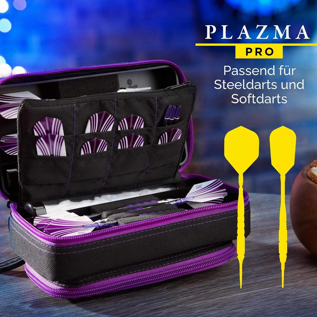 Casemaster Plazma Pro Dart-Schutzhülle mit Handyfach, für Stahlspitzen und weiche Dartpfeile, Schwar