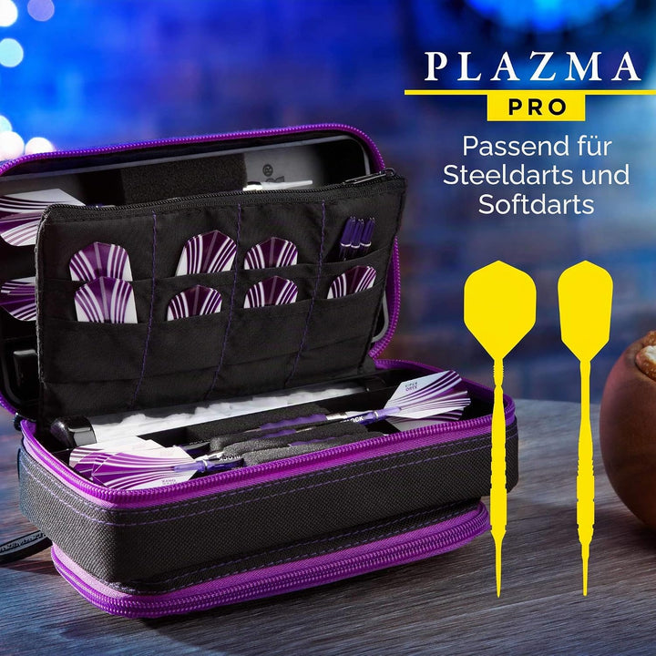 Casemaster Plazma Pro Dart-Schutzhülle mit Handyfach, für Stahlspitzen und weiche Dartpfeile, Schwar