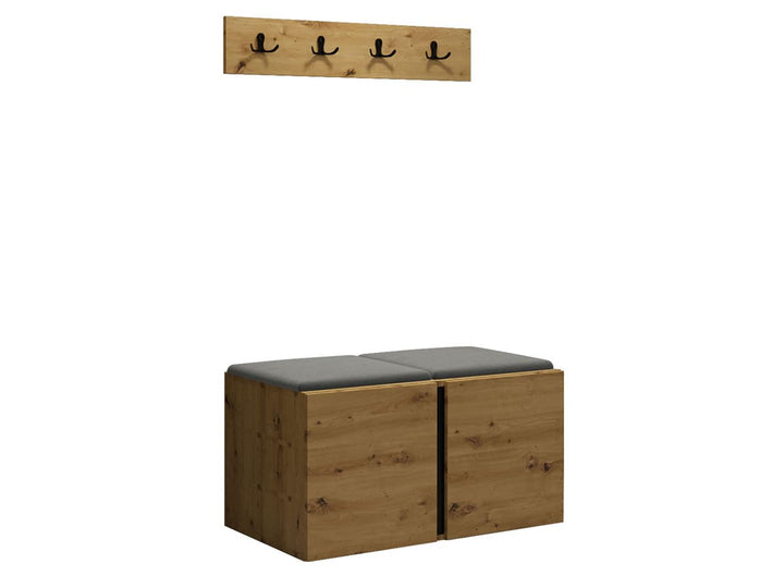 Mirjan24 Garderoben-Set Monati VI, Schuhschrank + Kleiderhakenbrett und Gepolstertes Paneel/Wandpane