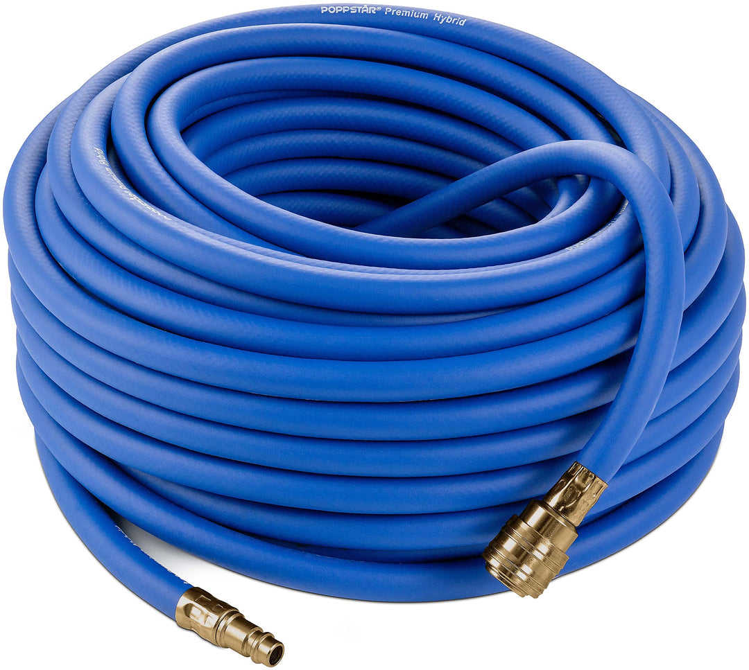 Poppstar Druckluftschlauch 30 m (Hybrid PVC mit Gewebe, Innendurchmesser 9,2mm mit Messing-Schnellku