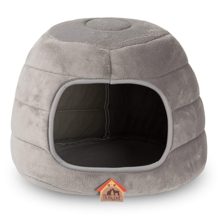 Hollypet Katzenbett Kleines Hundebett, 2-in-1 faltbares Haustier-Höhlenbett, Warmes Haustierbett aus