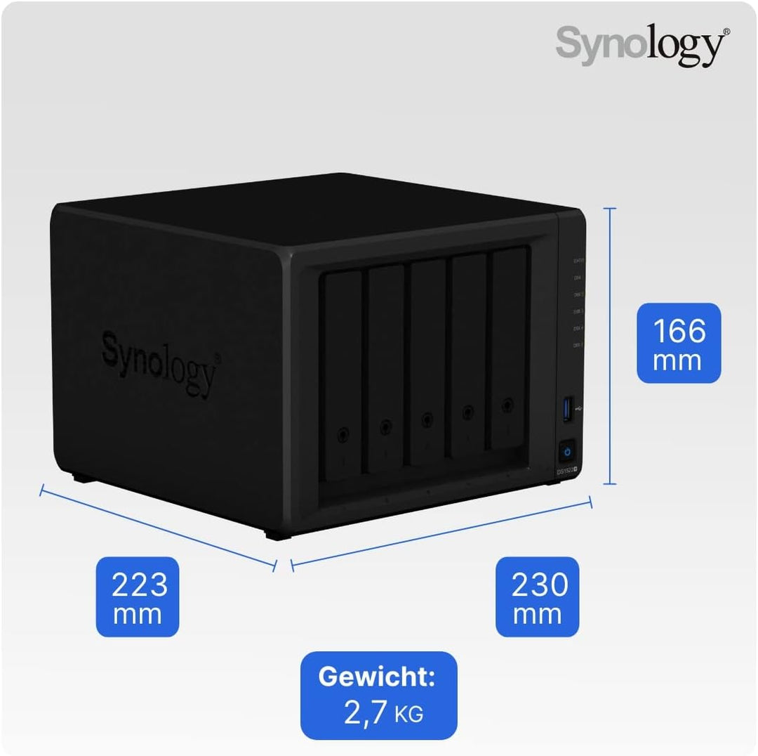 Synology DS1522+ 8G NAS 60TB (5x12TB) IronWolf, Schwarz