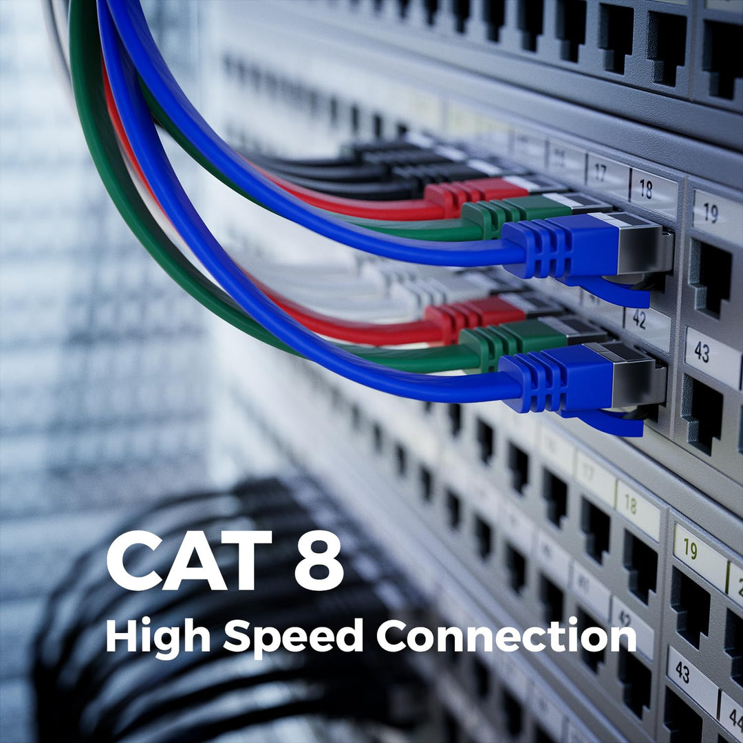 deleyCON 10x 0,25m CAT 8 Netzwerkkabel Flach (40 Gbit/s, Kupfer) Gigabit Ethernet LAN Cable - Flache