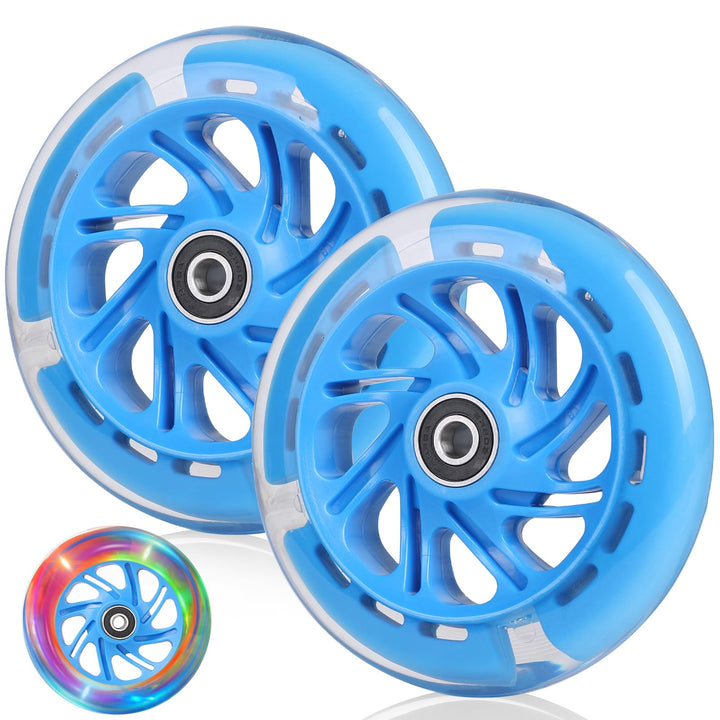 Leuchtende Stunt Scooter Rollen, 2 Stück LED-Lichtrollen, 120mm Led Scooter Ersatzräder Räder mit AB