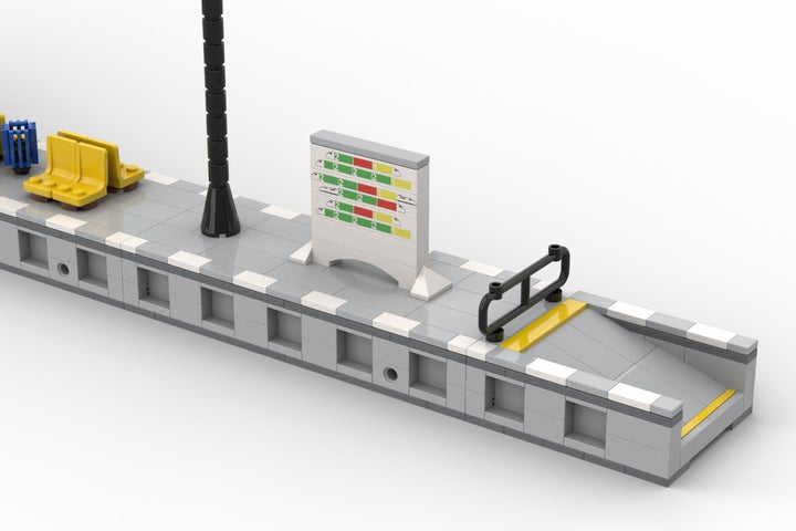 Modularer Bahnsteig aus 1047 Bausteinen kompatibel mit Lego | 106 cm lang – 8 Module flexibel kombin