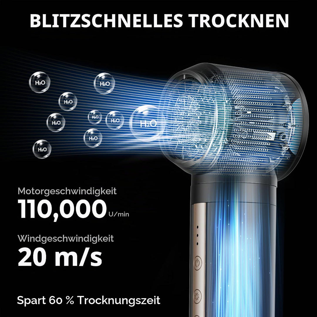 Airstyler 6 in 1 Hairstyler, 1400w Ionen Föhn, 110000 U/Min Multifunktionaler Lockenstab Automatisch