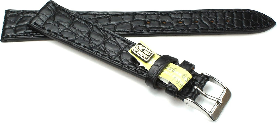 18mm XL Echt Alligator Klassik handgemacht in Deutschland Uhrenarmband in Schwarz