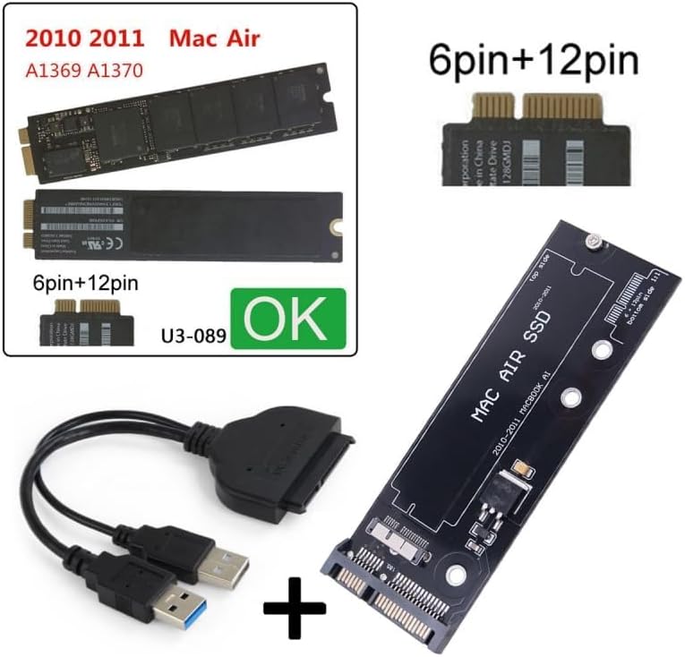 CY USB 3.0 zu SATA 22Pin & 12+6Pin SSD PCB Disk Drive Kabel Adapter kompatibel mit 2010 2011 MAC Air