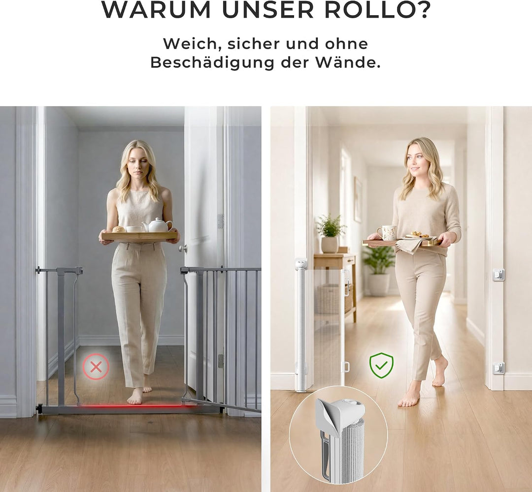 Allyson® Treppenschutzgitter Ausziehbar ohne Bohren, Türschutzgitter bis 140 cm Treppengitter für Ki