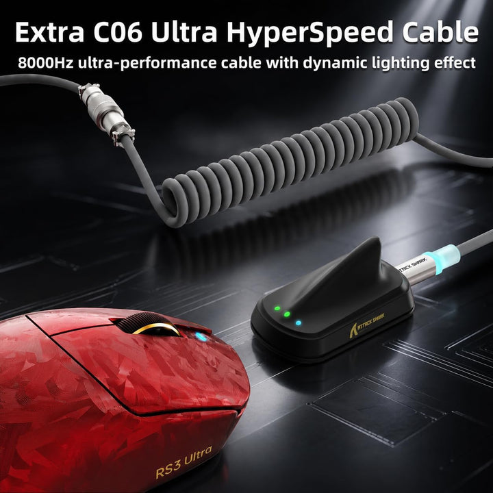 ATTACK SHARK RS3 Ultra Carbonfaser Kabellose Gaming Maus mit C06Ultra Kabel Rot B, Rot B