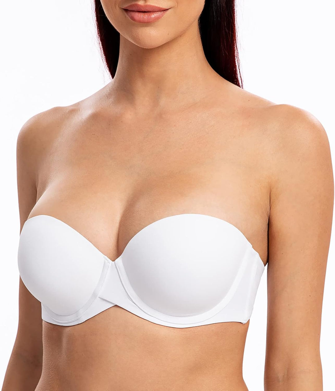MELENECA Damen Push-Up Trägerlos BH - Bügel BH mit geformte Cups 70C Weiss, 70C Weiss