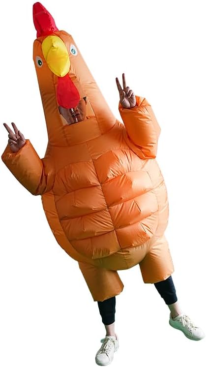 IRETG Aufblasbare Hahn Hühner Kostüm Blow Up Ride-on Huhn Kostüme für Party Halloween Weihnachten Co