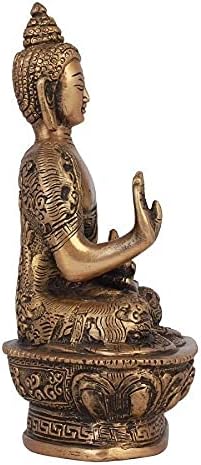 Artvarko Buddha-Idol aus Messing, handgefertigt, Buddha-Statue, feine Schnitzerei, religiöses Idol,