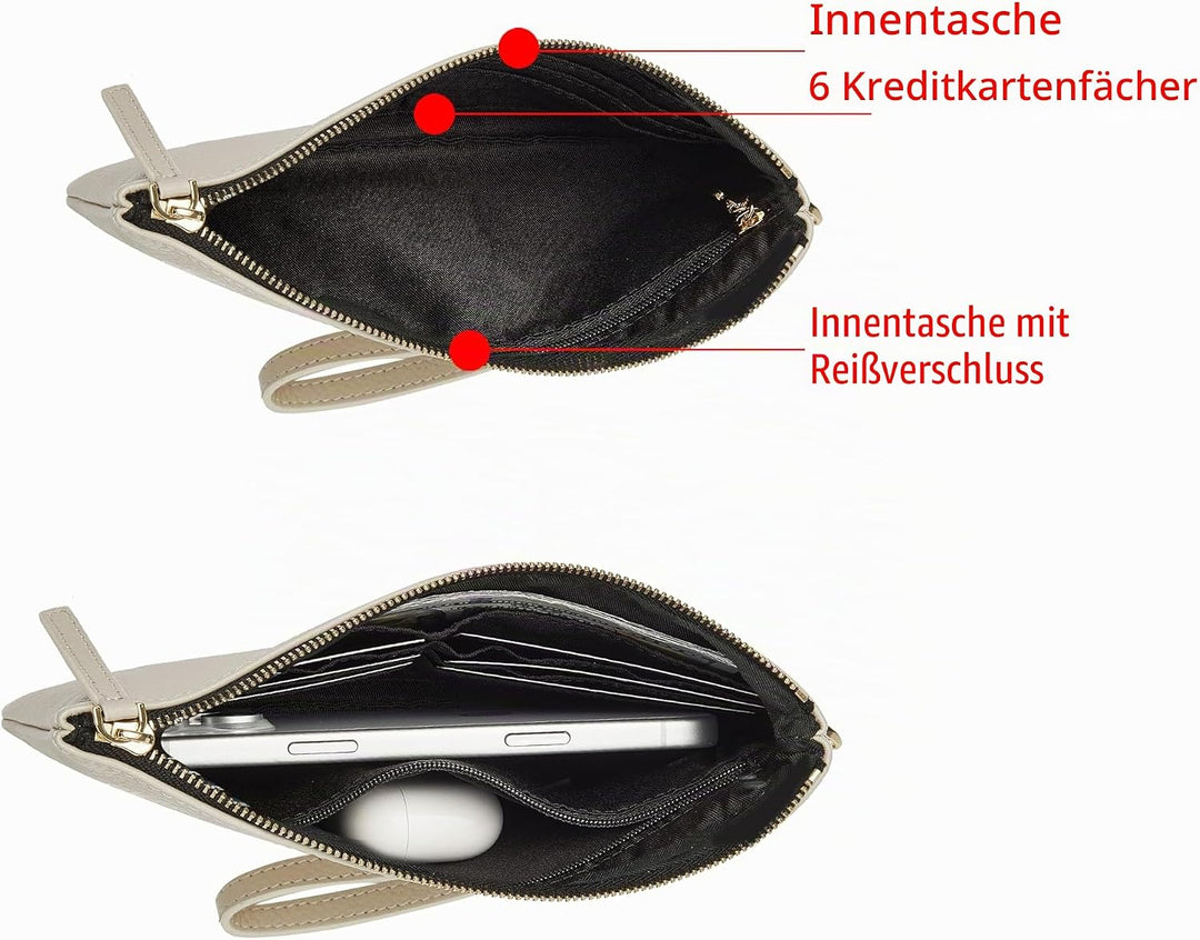 DORIS&JACKY Ziegenleder Wristlet Clutch Brieftasche Nette Kleine Beutel Tasche Mit Gurt 2 Rindsleder