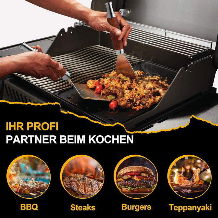 Gimars Grillspachtel Set 4 Stück Plancha Spachtel Plancha Zubehör mit Gross Grillwender Pizza Spacht