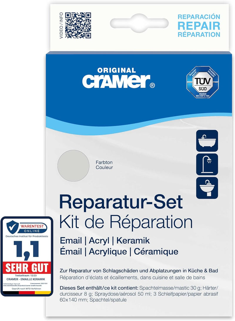 Cramer Reparatur Set manhattan - für Badewannen, Duschwannen & Waschbecken - professionelle Lösung z