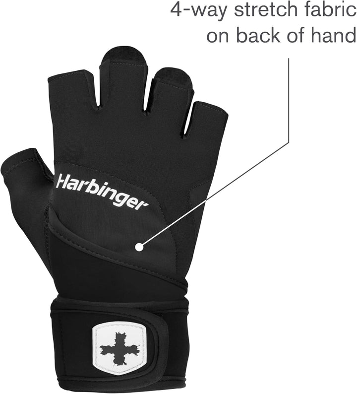 Harbinger Training Grip Wristwrap Gloves, Heavy Lifting Gloves for More Palm Protection and Wrist St